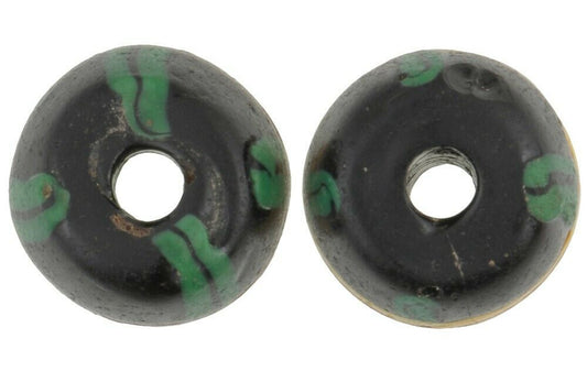 Antique Black French Cross Venetian Glass Trade Beads - alternate view