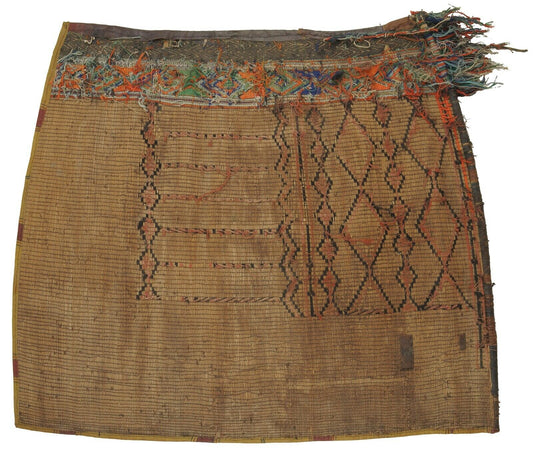 Authentic Tuareg Straw & Leather Mat – 118×103 cm Nomad Carpet