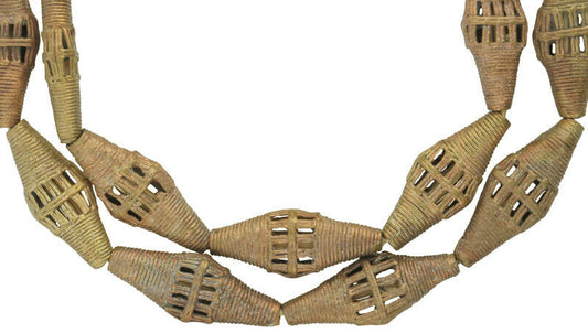 Exquisite Ghanaian Tabular Brass Beads - Handcrafted By Ashanti Artisans - alternate view