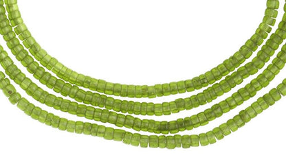 Old Venetian Tiny Translucent Green 2 mm Drawn Seed Bead Strand