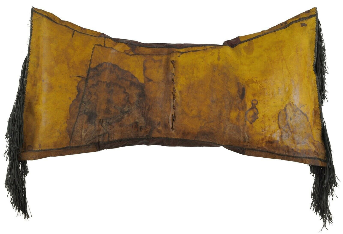 Old African Tuareg Leather Pillow Case Mali Niger Sahara Desert Bedouin Ethnic - close-up
