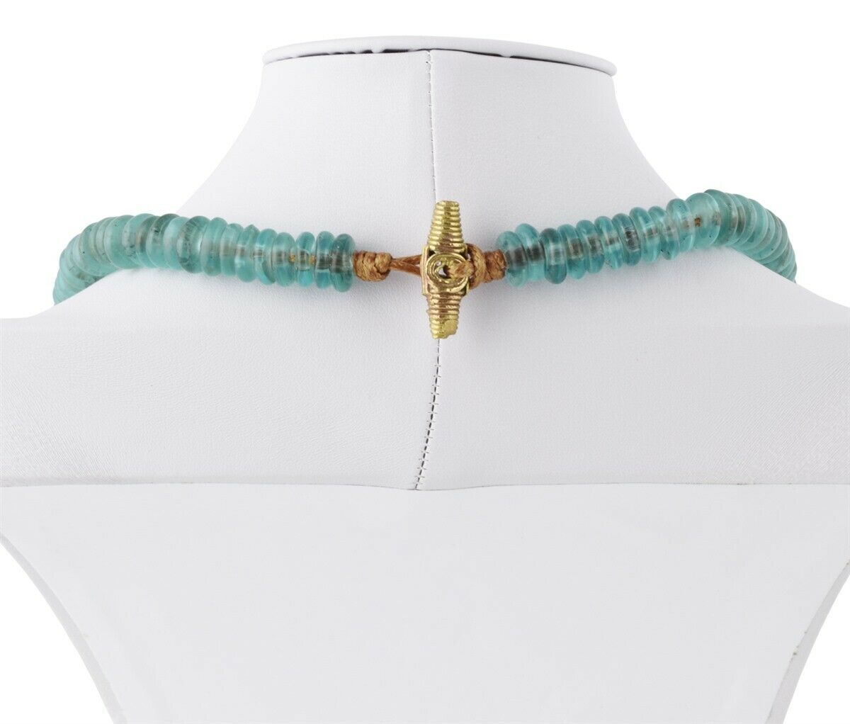 Translucent Powder Glass Beaded Necklace With Ashanti Brass - product focus