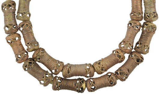 African Handmade Brass Beads Strand - 21" Ghana Crafted - alternate view