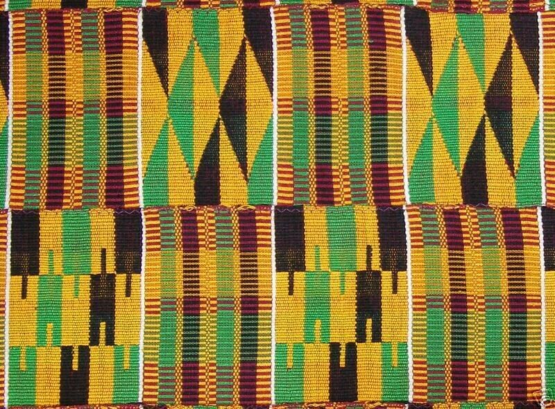 Old Kente Hand Woven Ghana Ceremonial Cloth Ashanti Asante African Art Akan - close-up