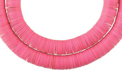 Old Pink Bohemian Czech Vulcanic Disk Glass African Trade Beads - alternate view