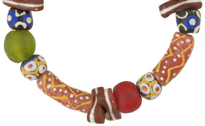 Powder Glass Recycled Beads Handmade Krobo African Trade Bracelet Stretched - alternate view