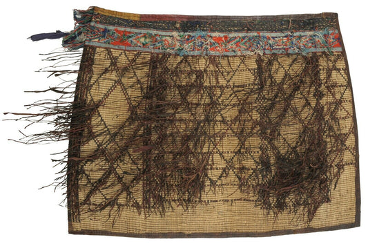 Authentic Tuareg Straw and Leather Mat – 120×94 cm Nomad Carpet