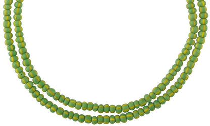 Spectacular 5 mm Green Striped Old Venetian Drawn Seed Beads Strand