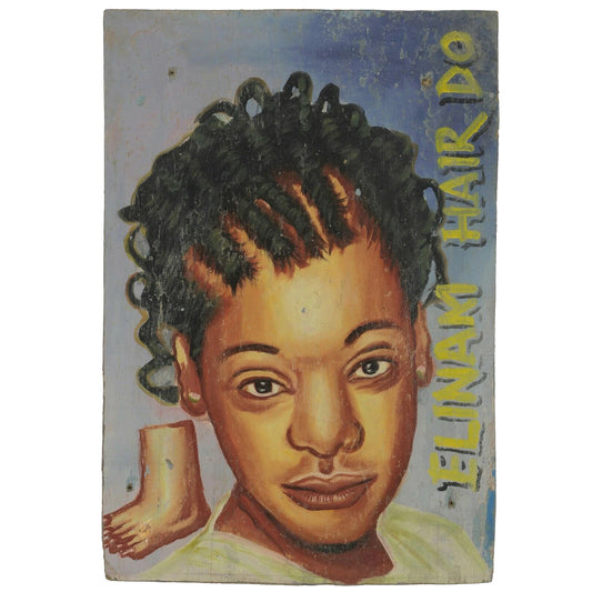 African Barber Shop Art Sign Signboard Ghana Old Hair Saloon Cut West Africa