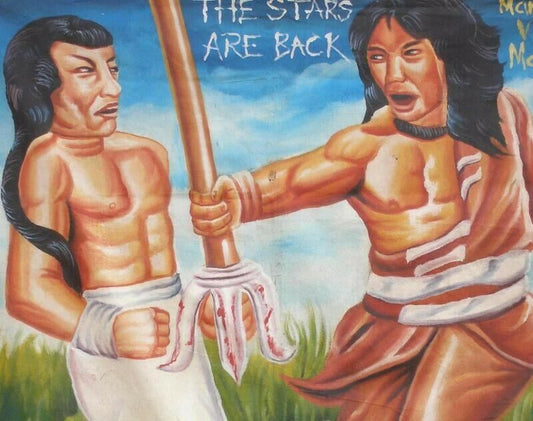 Two Champions Of Death - Authentic Ghanaian Hand-Painted Poster Art - alternate view
