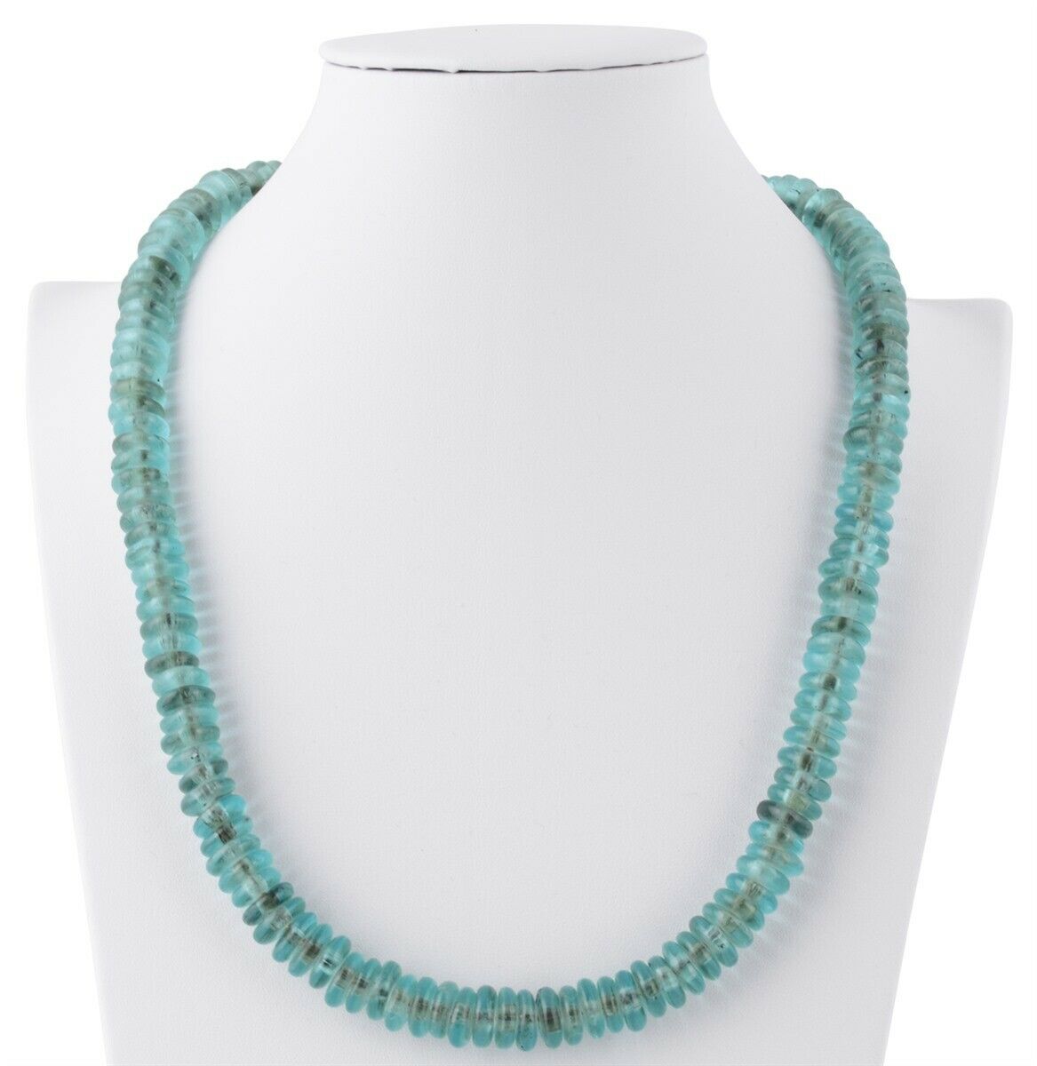 Translucent Powder Glass Beaded Necklace With Ashanti Brass - zoomed-in detail