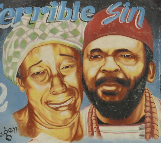 Ghana Cinema Movie Poster African Hand Painted Flour Sack Ghana Terrible Sin 2 - alternate view