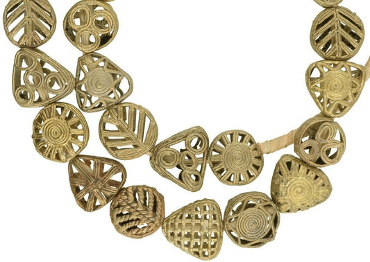 Unique Handcrafted Tabular Ashanti Brass Beads - Traditional Elegance - alternate view