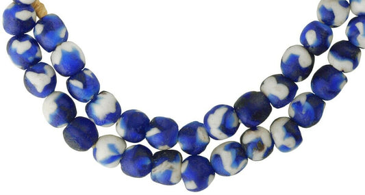 10Mm Navy Blue Glass Beads - Handmade African Krobo Strand - alternate view