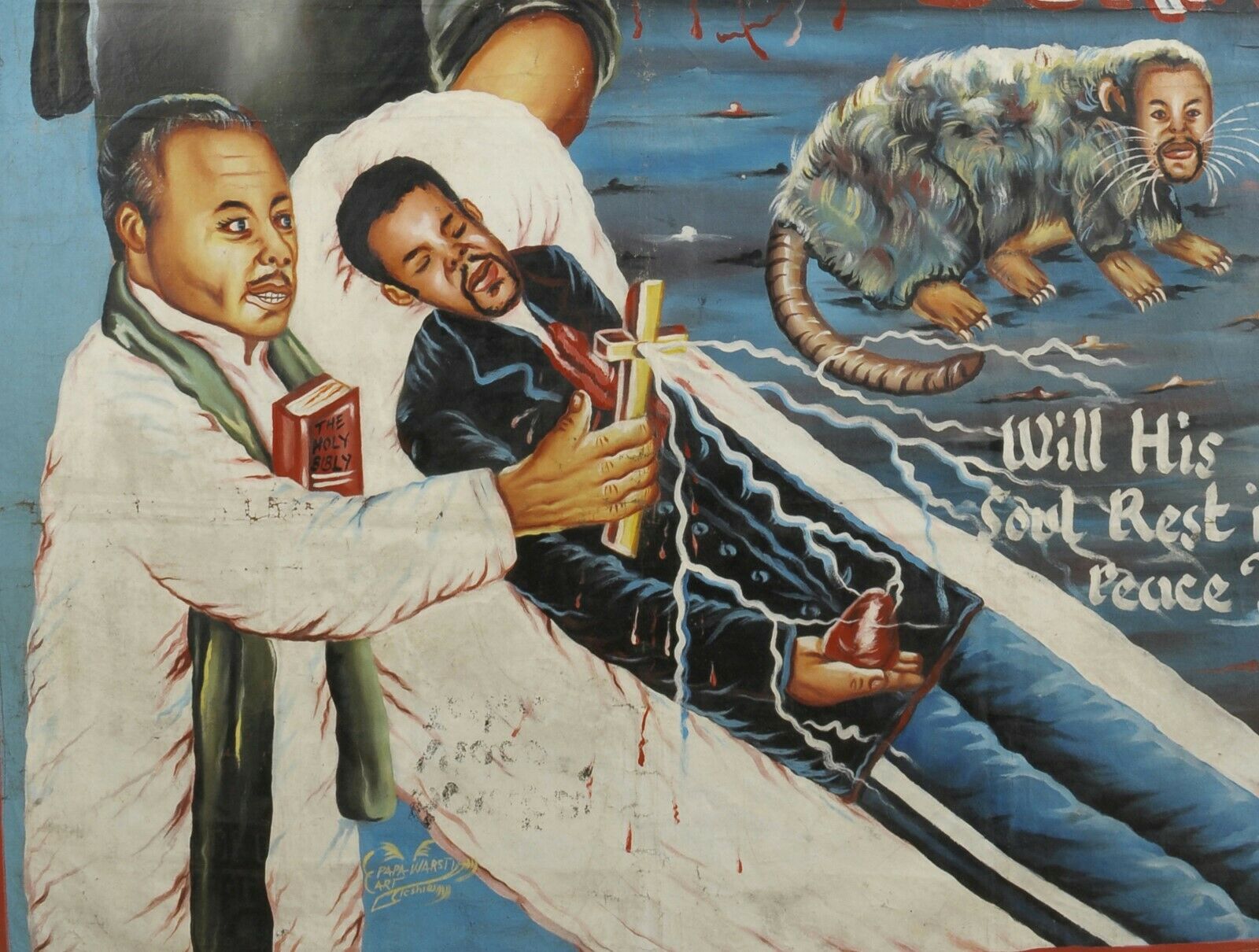 Authentic Last Burial Movie Poster - Hand Painted Ghanaian Art - alternate view