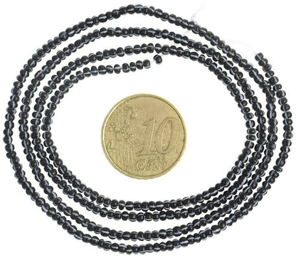 Antique Venetian 2 mm Tiny Striped Black Seed Trade Beads – Old Drawn Strand