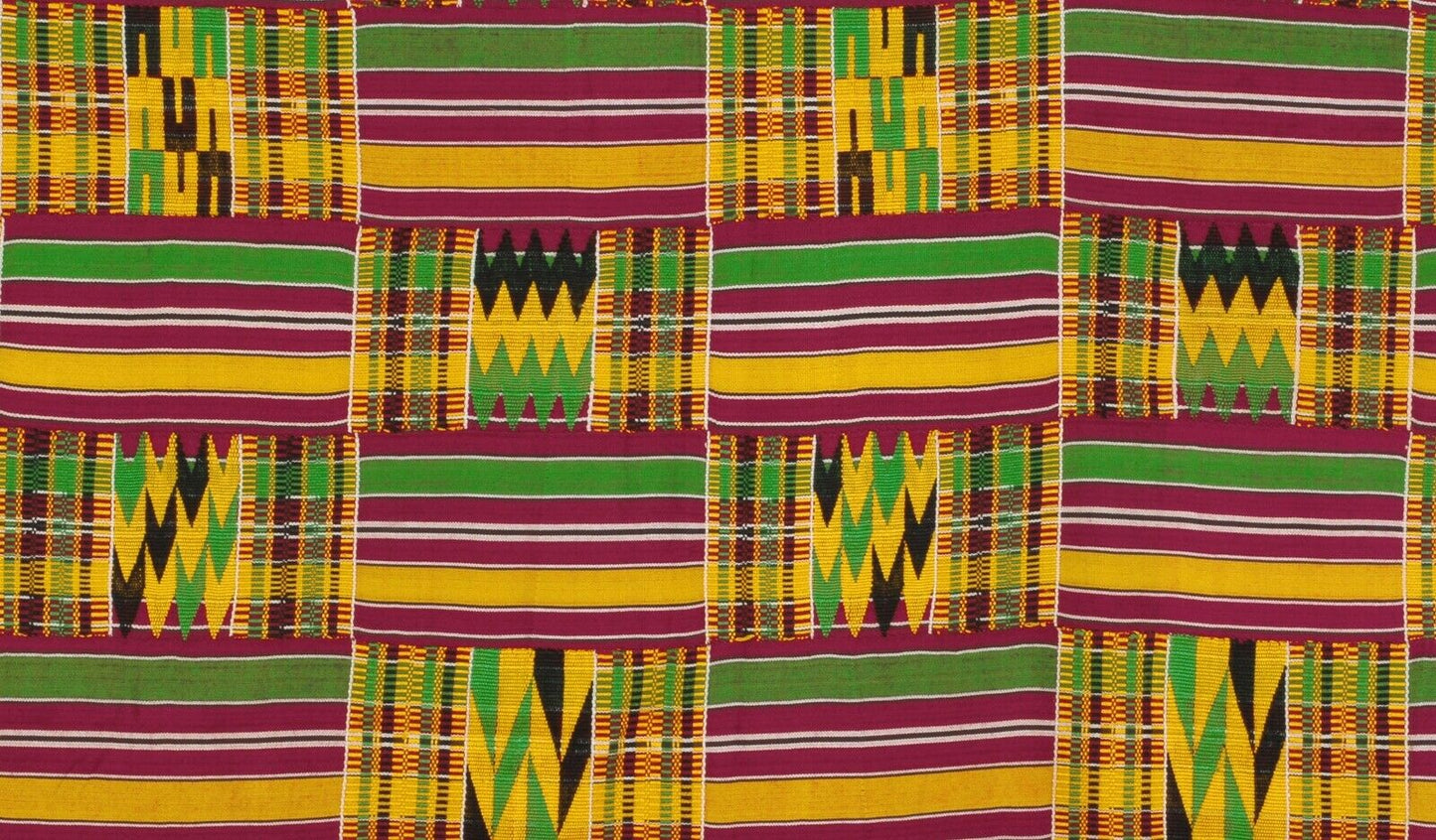 Handwoven Ashanti Kente Woman Size 80¾″ × 40½″ – Vintage 1970s Ghana Cloth