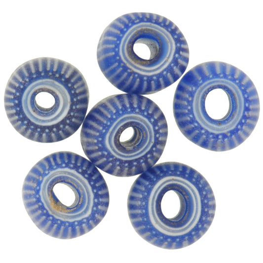 Blue Gooseberry Chevron Beads | Round 6 Layer Venetian Trade Set
