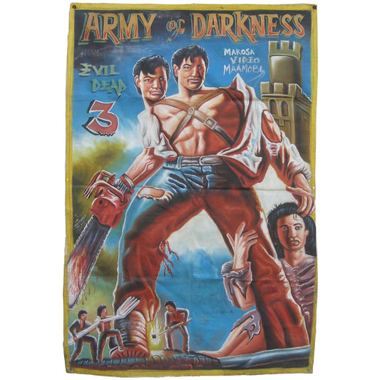 Hand-Painted "Army Of Darkness - Evil Dead 3" Poster From Ghana - horror scene artwork