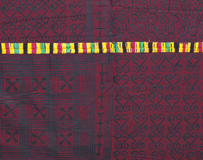 Adinkra Sankofa Symbol African Cloth Ghana Hand Stamped 2 - close-up
