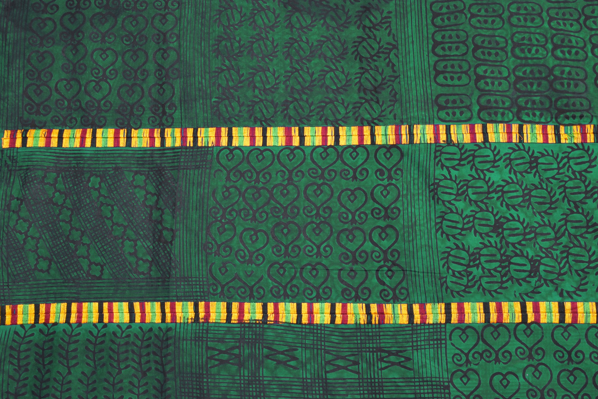 Adinkra Sankofa Symbol African Cloth Ghana Hand Stamped 1 - close-up