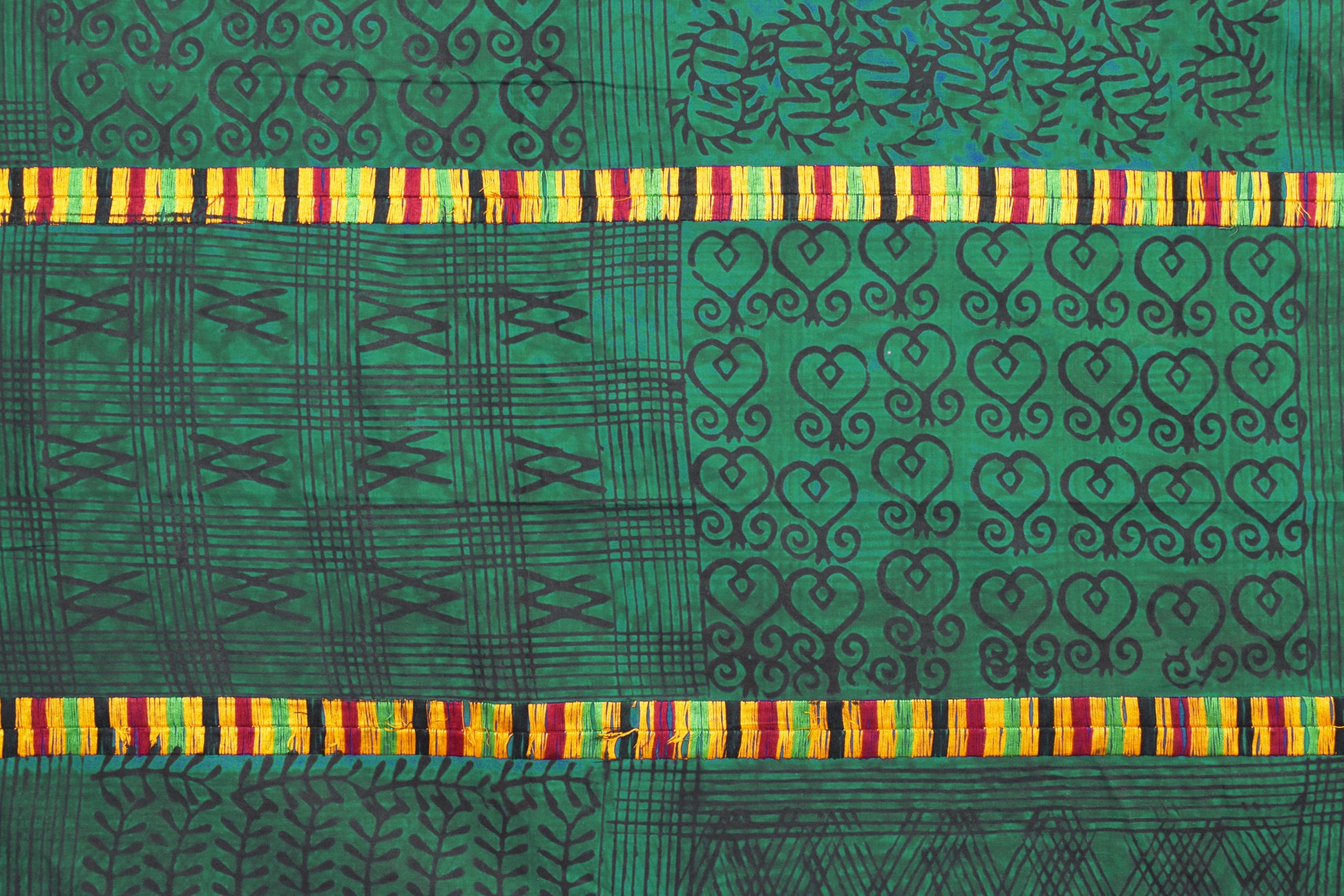 Adinkra Sankofa Symbol African Cloth Ghana Hand Stamped 1 - zoomed-in detail