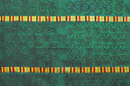 Adinkra Sankofa Symbol African Cloth Ghana Hand Stamped 1 - zoomed-in detail