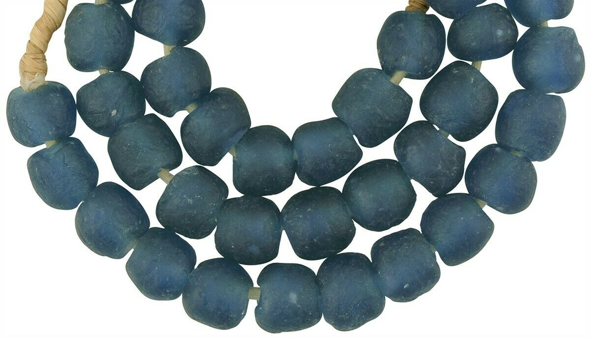 Translucent Krobo Glass Beads - 21" Strand - African Trade Beads - alternate view