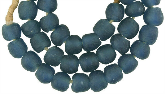 Translucent Krobo Glass Beads - 21" Strand - African Trade Beads - alternate view