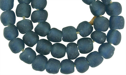 Translucent Krobo Glass Beads - 21" Strand - African Trade Beads - close-up