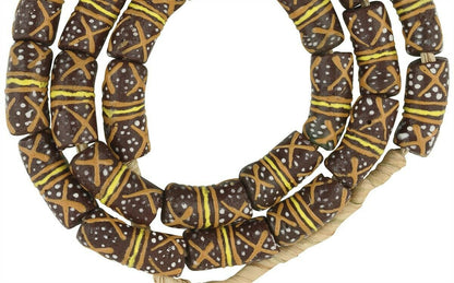 Beautiful African Trade Beads: 10Mm Fancy Krobo Glass Beads - close-up