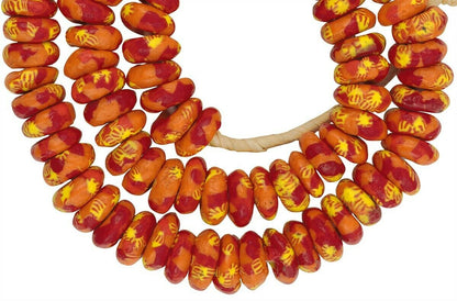 Large African Trade Beads - Recycled Fused Glass Disks From Ghana - close-up