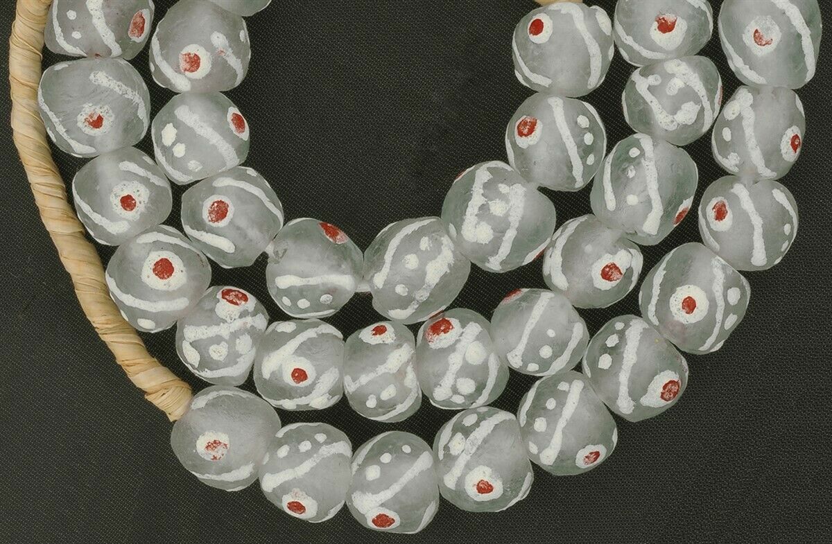 Translucent African Trade Beads - Recycled Powder Glass From Ghana - close-up