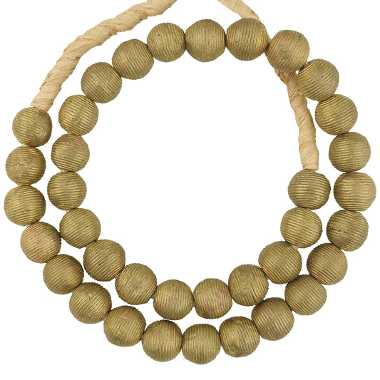 Authentic African Brass Beads From Ghana, 15Mm Round - Tribalgh