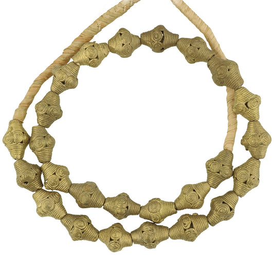 Handmade African Brass Beads By Ashanti Artisans - 20.5" Strand