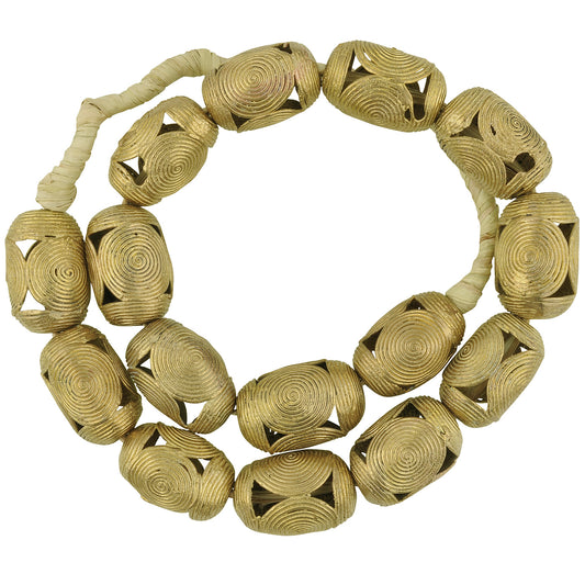 Large Handmade African Brass Beads From Ghana - Lost Wax Cast