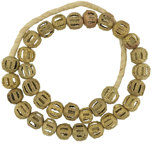 Handcrafted 20-Inch Ghanaian Brass Beads - Ancient Technique