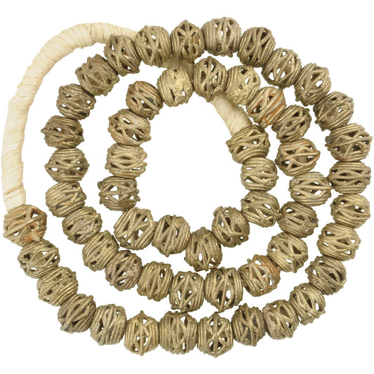 Handcrafted African Brass Beads From Ghana - 20.5 Inch Strand