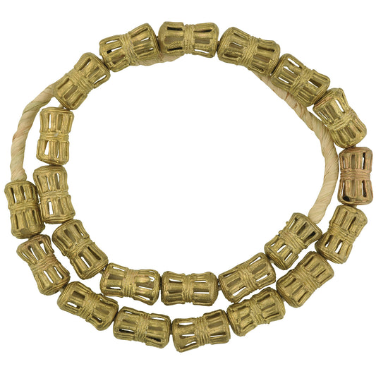 Handmade Ashanti African Brass Beads Strand, 19"