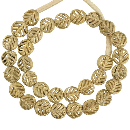 New "Feather" Tabular Brass Beads - Handmade By Ashanti Artisans