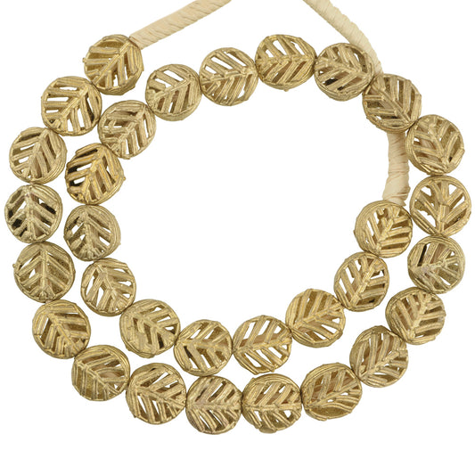 New "Feather" Tabular Brass Beads - Handmade By Ashanti Artisans