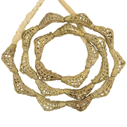 Authentic Ghanaian Brass Beads Strand - Handcrafted Wax Technique
