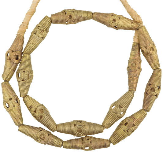 Large Handmade Ashanti Brass Beads - Traditional Ghanaian Craftsmanship