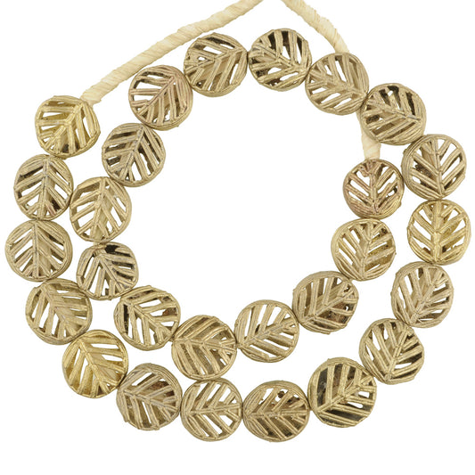 New Tabular African Brass Beads From Ghana - 22" Strand