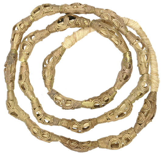 Traditional Ashanti Brass Beads Strand - Handcrafted In Ghana