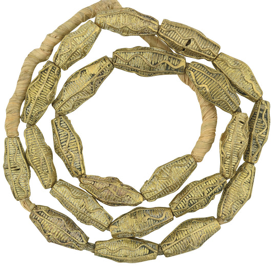 Handmade Ghanaian Brass Beads - Ashanti Lost Wax Crafted Strand