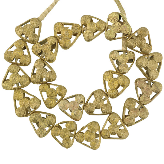 Handmade Ghanaian Brass Beads - Lost Wax Tabular Beads From Africa