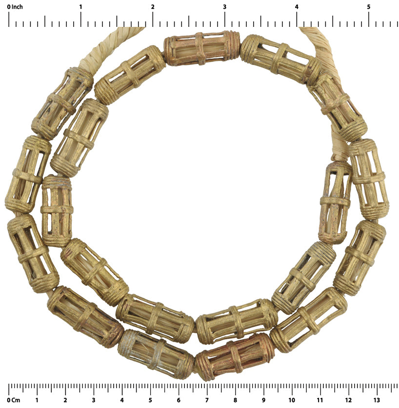 Ghanaian Handmade Brass Beads Strand - 22" | Tribalgh - close-up