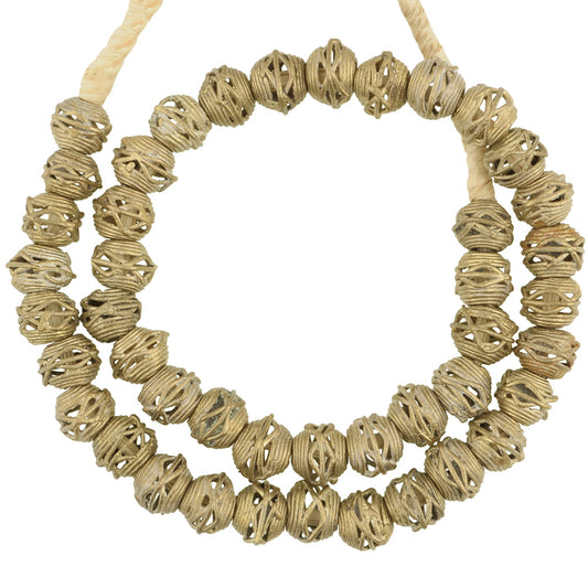 Handcrafted Ashanti Round Brass Beads - Traditional Ghanaian Craft