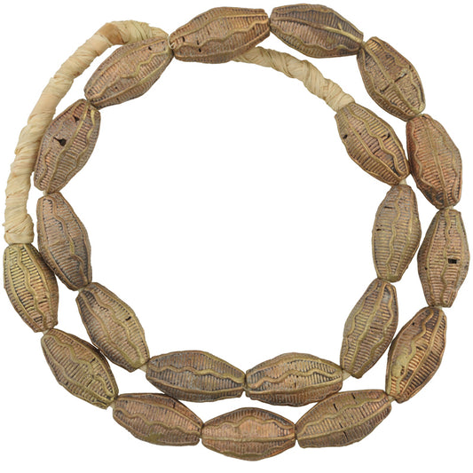 Large Handcrafted African Brass Beads From Ghana - 22" Strand